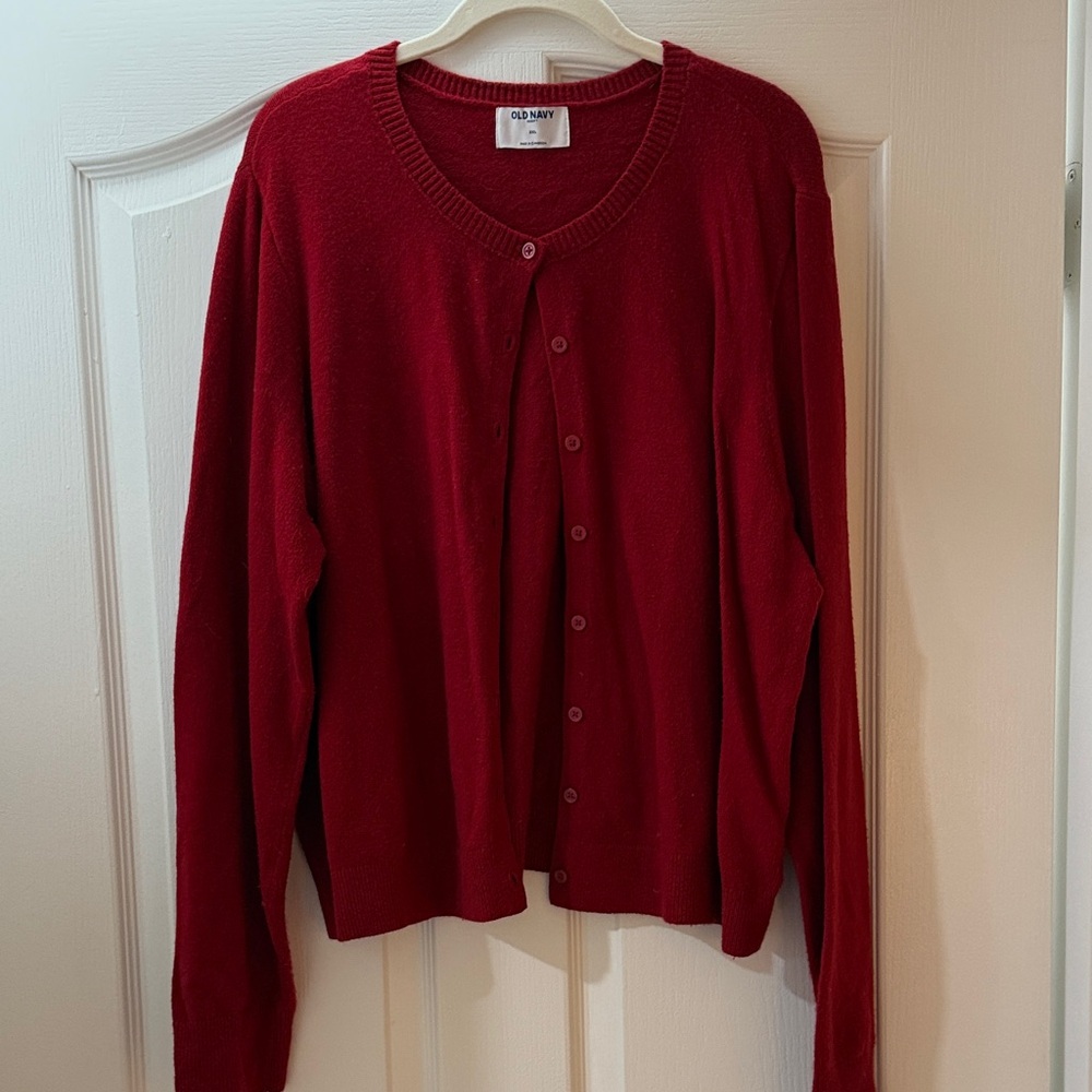 Old Navy Red Cardigan Sweater
